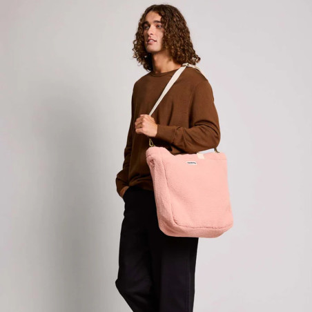 Hindbag Paul Tote Bag and Faux Fur Teddy Powdered Pink Tote Bag
