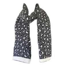 Fonem Touch Leopard Warm Scarf with Leopard Patterns Anthracite