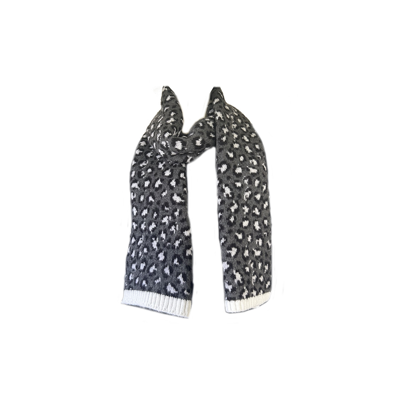 Fonem Touch Leopard Warm Scarf with Leopard Patterns Anthracite