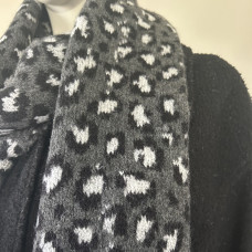Fonem Touch Leopard Warm Scarf with Leopard Patterns Anthracite