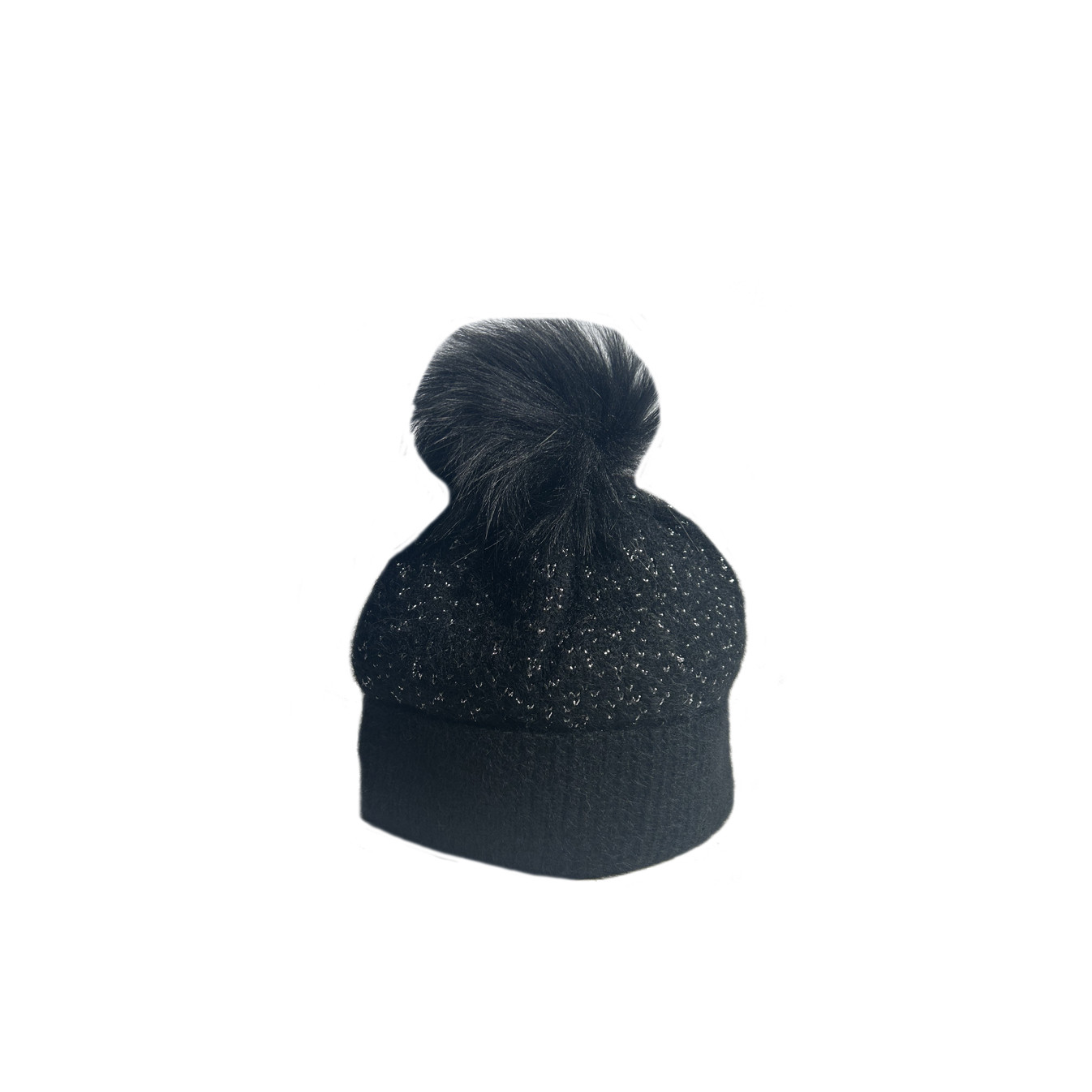 Fonem Chic & Warm Pompon & Turn-down Beanie Black