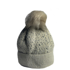 Fonem Chic & Warm Beige Pompon & Turn-down Hat