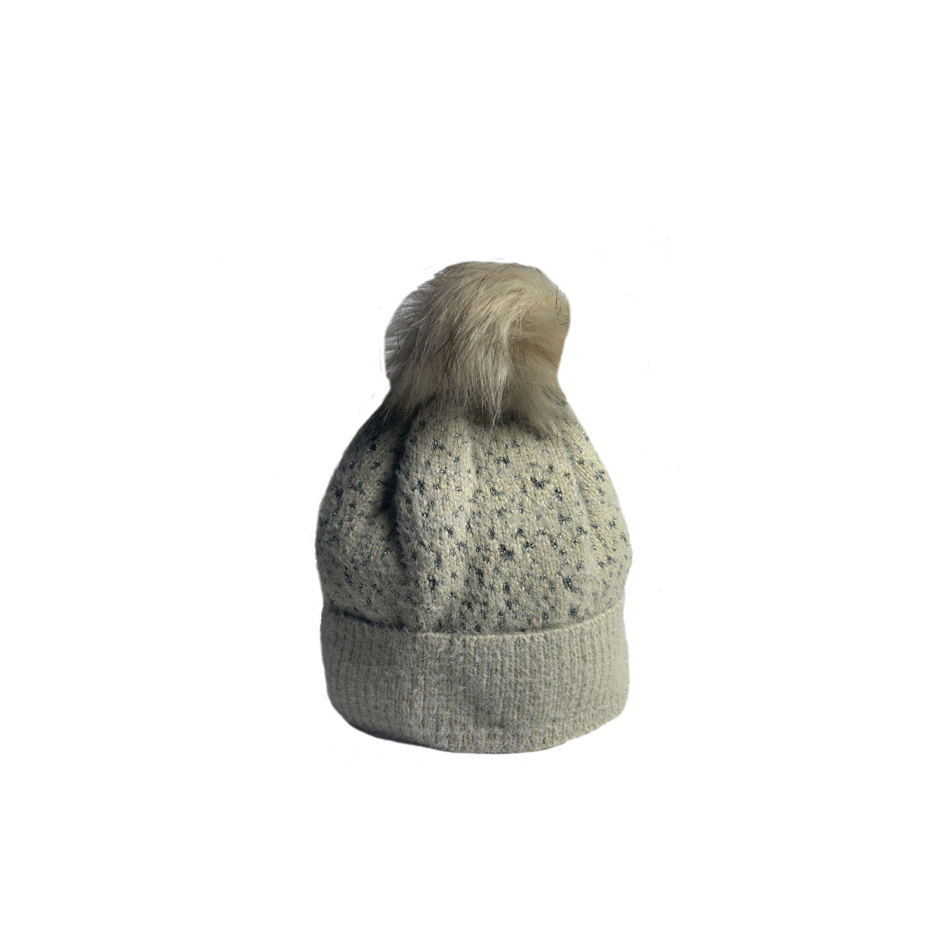 Fonem Chic & Warm Beige Pompon & Turn-down Hat