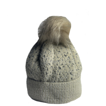 Fonem Chic & Warm Beige Pompon & Turn-down Hat