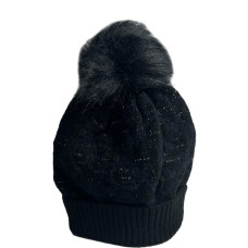 Fonem Chic Knitted Hat with Diamond Patterns Black