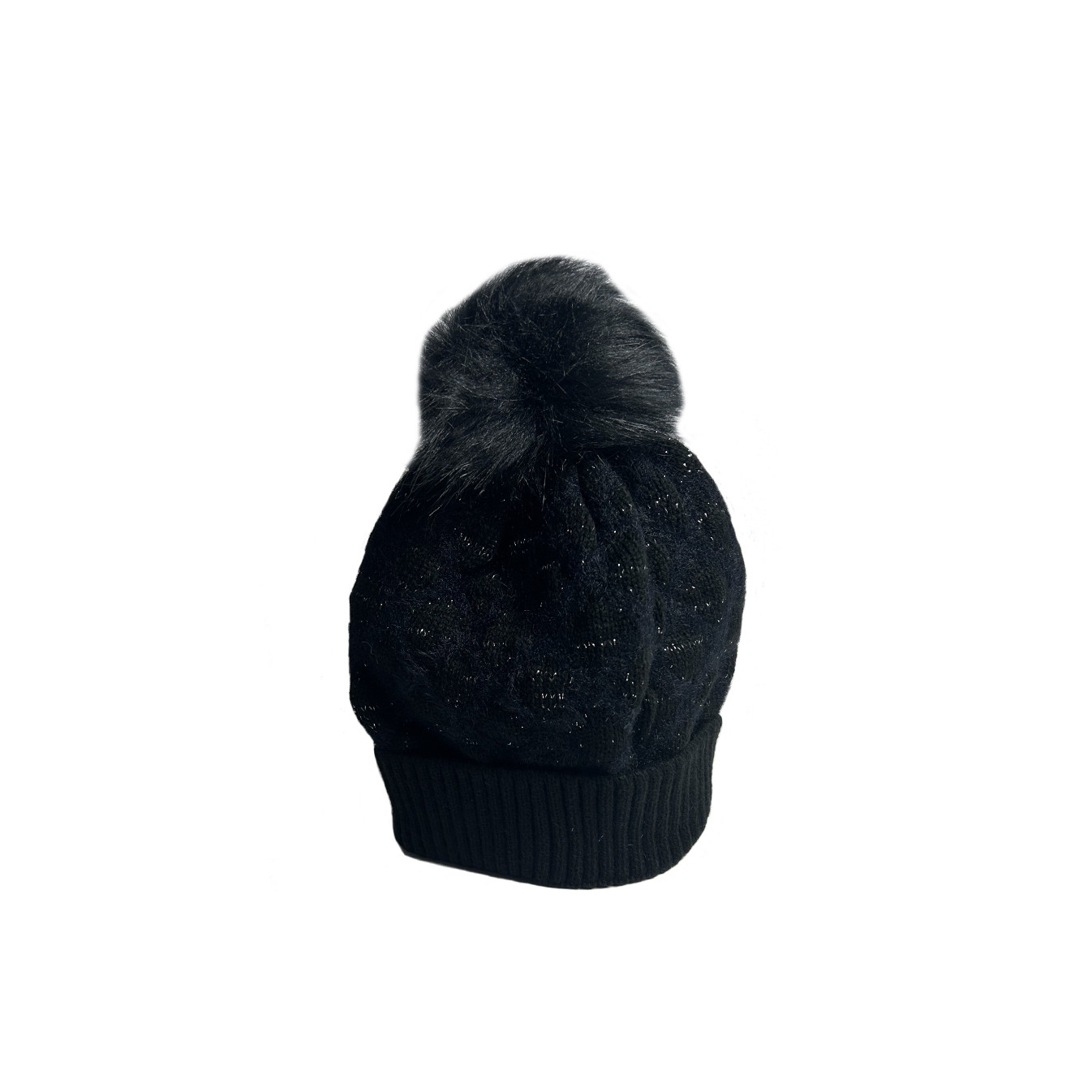 Fonem Chic Knitted Hat with Diamond Patterns Black