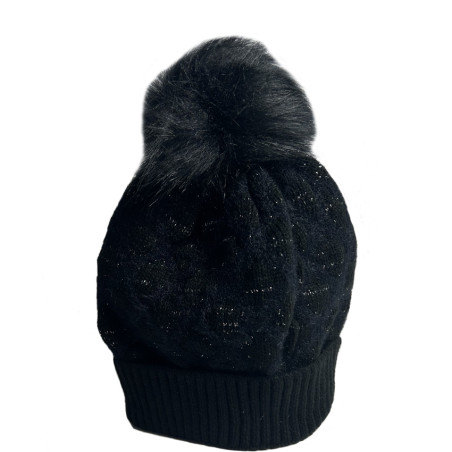 Fonem Chic Knitted Hat with Diamond Patterns Black
