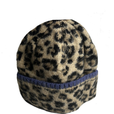 Fonem Wild Dream Cuffed Beige Leopard Print Beanie