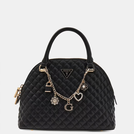 Guess Everlee Matelassé Handbag With Charms Black