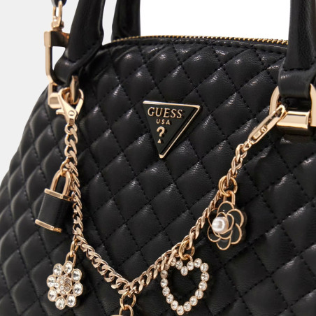 Guess Everlee Matelassé Handbag With Charms Black