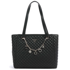 Guess Everlee Sac Shopping Matelassé Et Charms Black