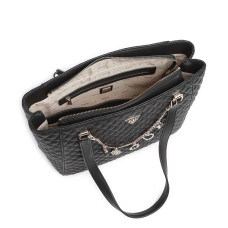 Guess Everlee Quilted Shopping Bag with Charms Black