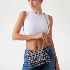 Guess Everlee Sac A Bandoulière Tweed Black Multi porté croisé