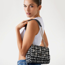Guess Everlee Mini Shoulder Bag Tweed Black Multi