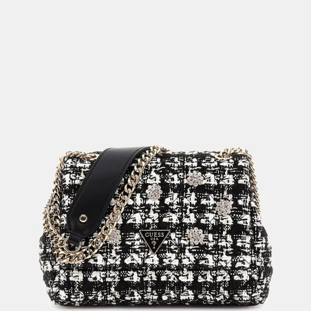 Guess Everlee Mini Shoulder Bag Tweed Black Multi