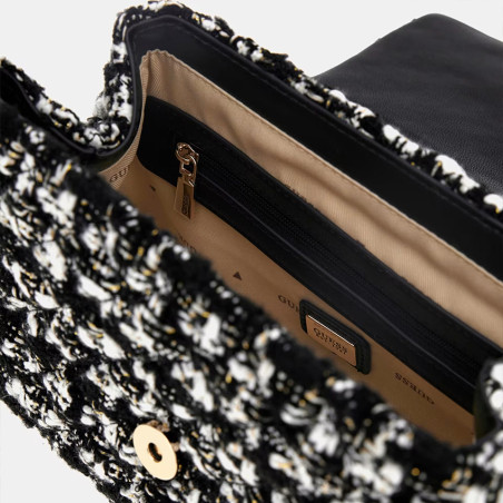 Guess Everlee Mini Shoulder Bag Tweed Black Multi