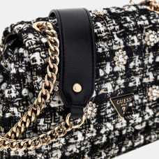 Guess Everlee Mini Shoulder Bag Tweed Black Multi