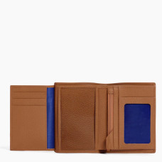 Le Tanneur Charles Medium Wallet 2 Flaps Grained Tan Leather