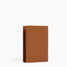 Le Tanneur Charles Medium Wallet 2 Flaps Grained Tan Leather