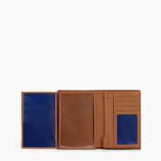 Le Tanneur Charles Grand Wallet 2 Flaps Grained Tan Leather
