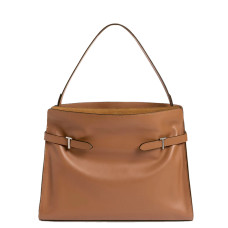 Le Tanneur Emie Shoulder Bag Smooth Leather and Nubuck Tan Maxi