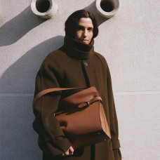 Le Tanneur Emie Shoulder Bag Maxi Smooth and Nubuck Tan