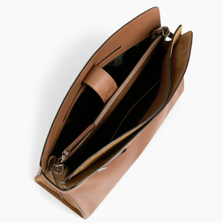 Le Tanneur Emie Sac Porté Epaule Maxi Cuir Lisse Et Nubuck Tan ouvert