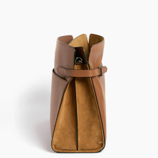 Le Tanneur Emie Shoulder Bag Maxi Smooth and Nubuck Tan
