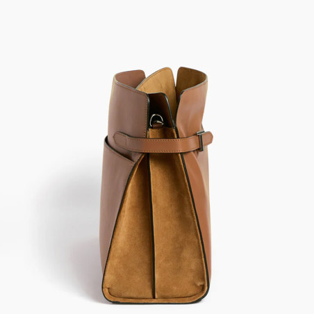 Le Tanneur Emie Shoulder Bag Maxi Smooth and Nubuck Tan