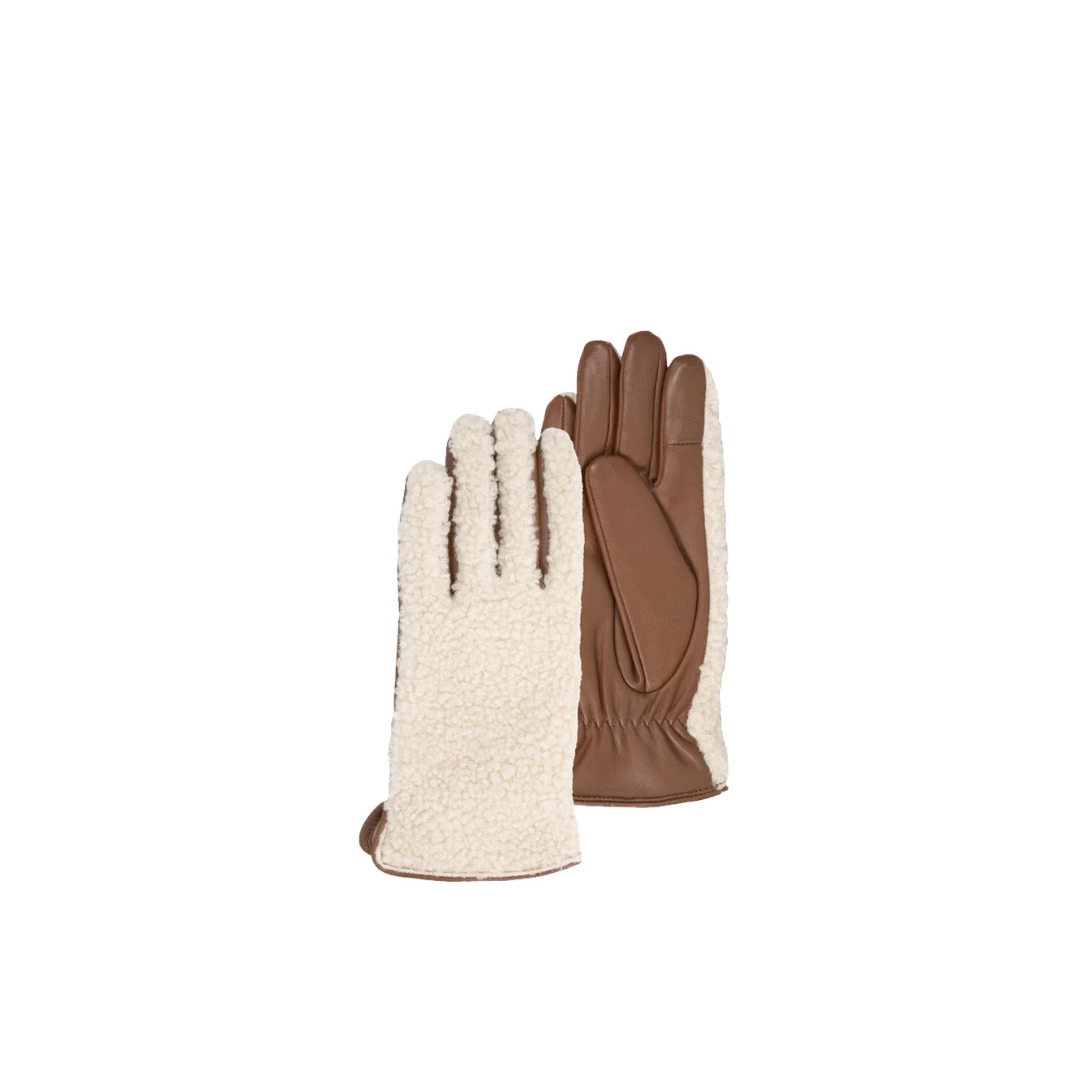 Isotoner Gants Tactiles En Fausse Fourrure Et Cuir Pour Femme Taille S Cognac