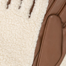 Isotoner Touch Gloves in Fake Fur and Leather for Women Size S Cognac