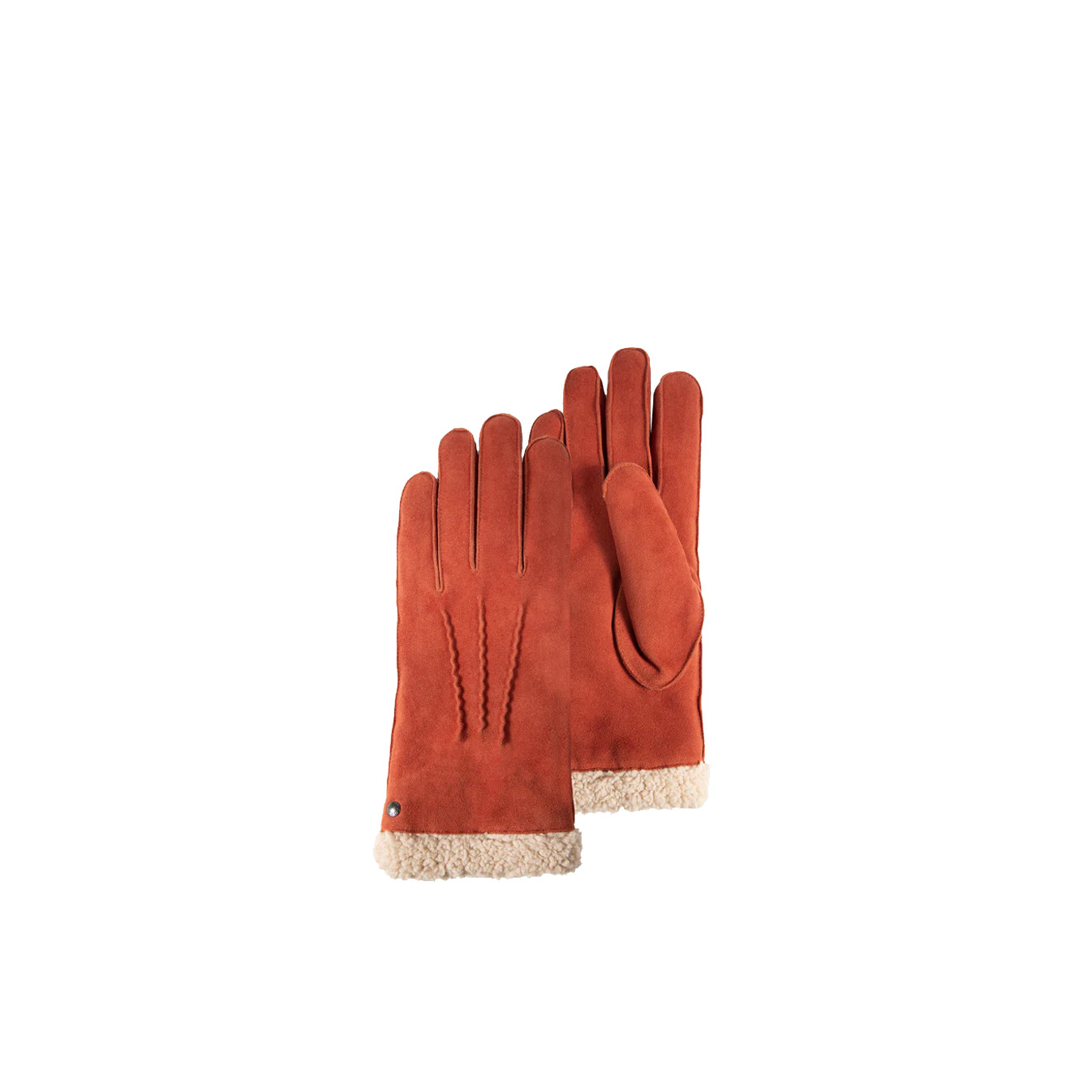 Isotoner Gants En Fausse Fourrure Et Cuir Velours Taille S Mandarine