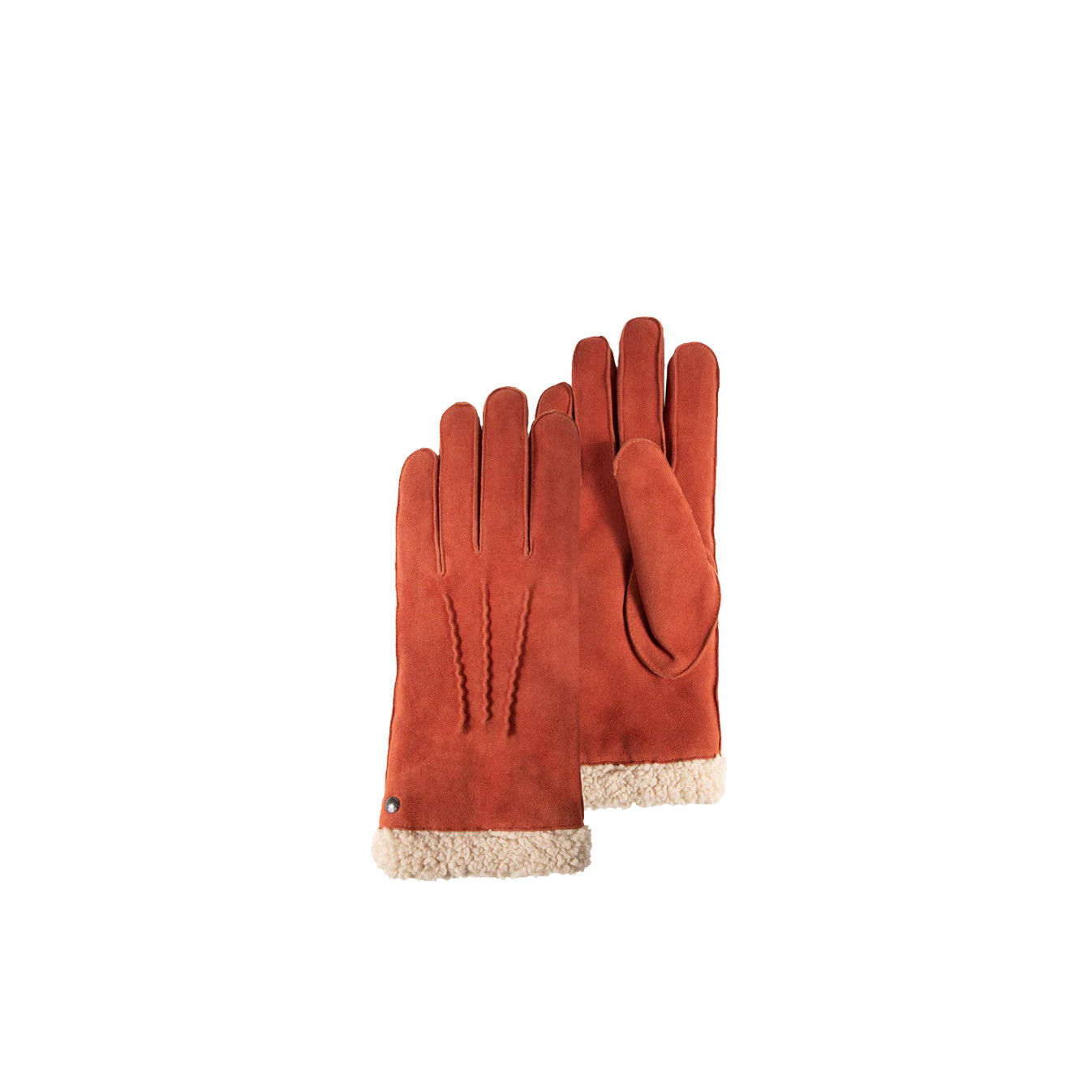 Isotoner Gants En Fausse Fourrure Et Cuir Velours Taille L Mandarine