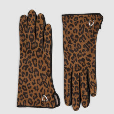 Lancaster Women's Smooth Lambskin Touchscreen Gloves Size 8 Leopard...