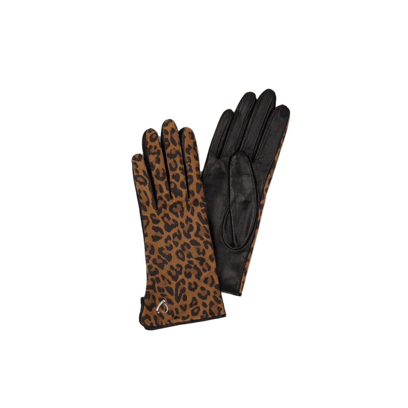 Lancaster Women's Smooth Lambskin Touchscreen Gloves Size 8 Leopard...