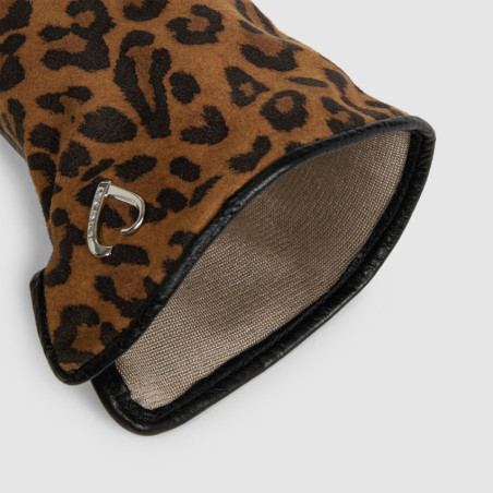 Lancaster Women's Smooth Lambskin Touchscreen Gloves Size 7.5 Leopa...