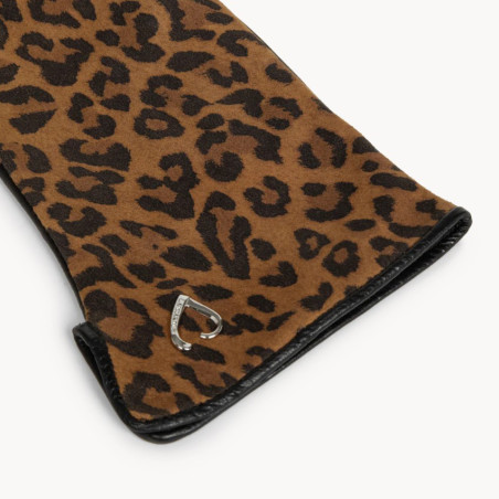 Lancaster Women's Smooth Lambskin Touchscreen Gloves Size 7.5 Leopa...