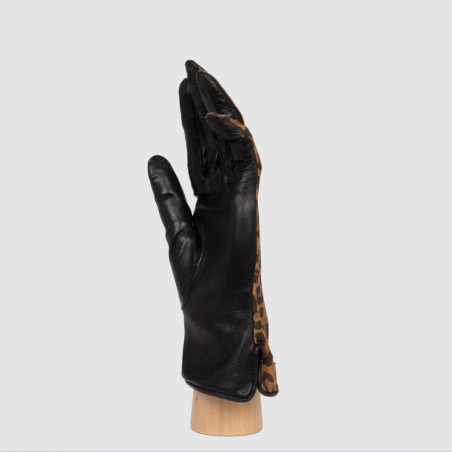 Lancaster Women's Smooth Lambskin Touchscreen Gloves Size 7.5 Leopa...