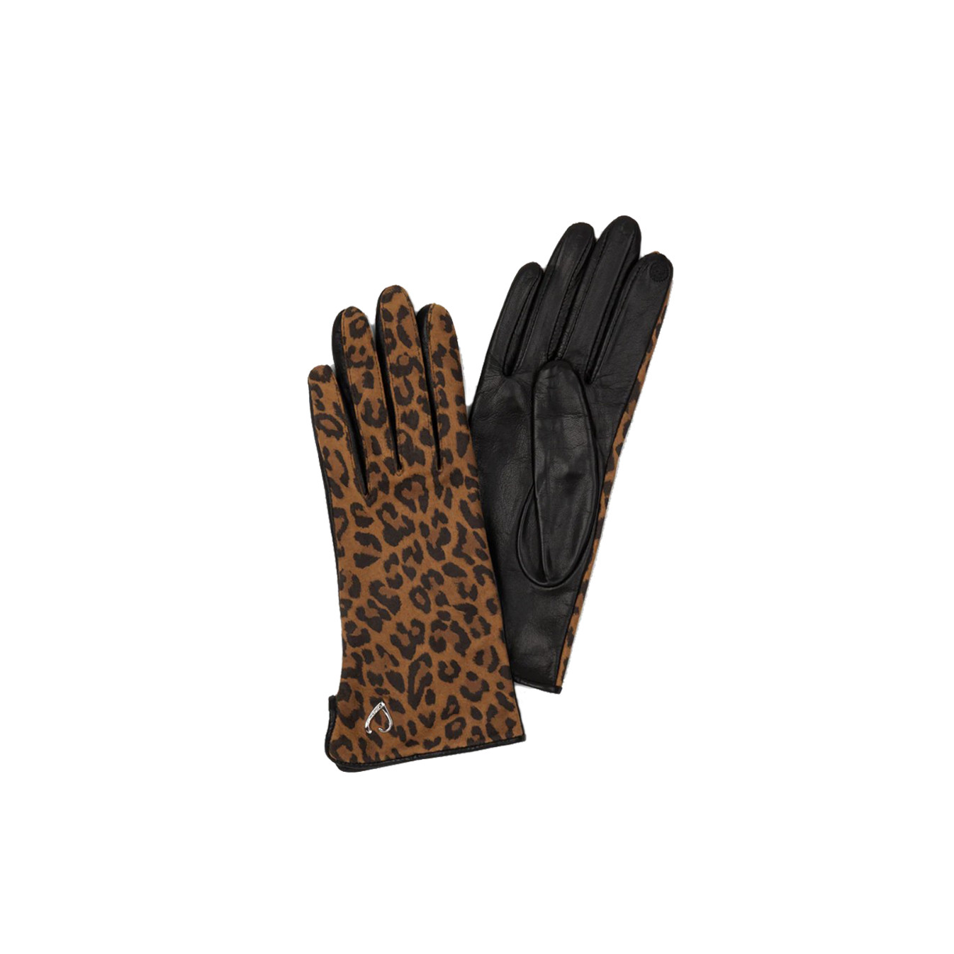 Lancaster Women's Smooth Lambskin Touchscreen Gloves Size 7.5 Leopa...