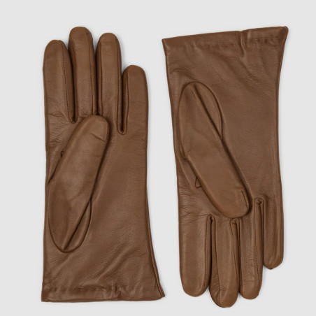 Lancaster Women's Smooth Lambskin and Cashmere Gloves Size 7.5 Camel