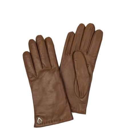 Lancaster Women's Smooth Lambskin and Cashmere Gloves Size 7.5 Camel