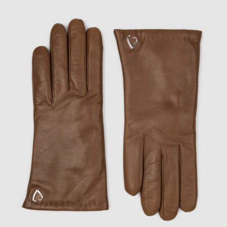 Lancaster Women's Smooth Lambskin and Cashmere Gloves Size 8 Camel
