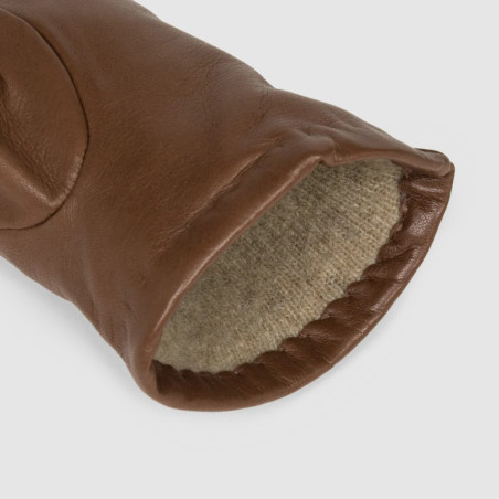 Lancaster Women's Smooth Lambskin and Cashmere Gloves Size 8 Camel