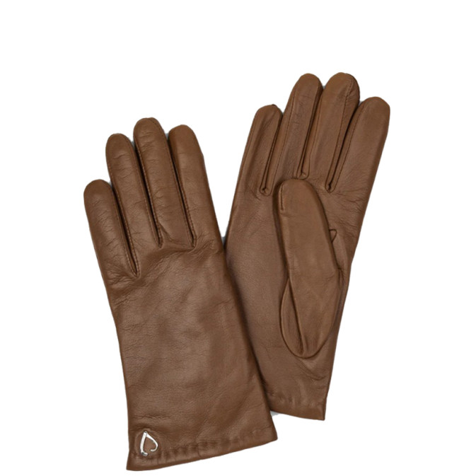 Lancaster Women's Smooth Lambskin and Cashmere Gloves Size 8 Camel
