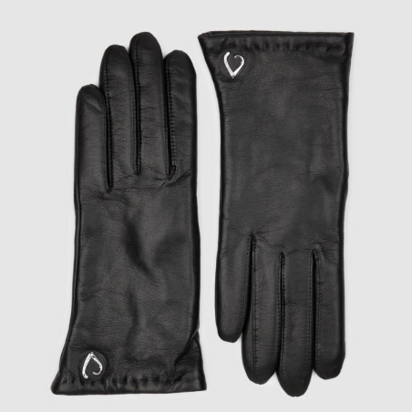 Lancaster Women's Smooth Lambskin and Cashmere Gloves Size 7 Black