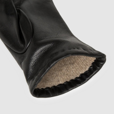 Lancaster Women's Smooth Lambskin and Cashmere Gloves Size 7.5 Black
