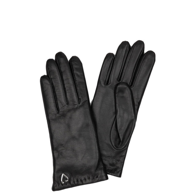 Lancaster Women's Smooth Lambskin and Cashmere Gloves Size 7.5 Black
