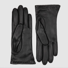Lancaster Women's Smooth Lambskin and Cashmere Gloves Size 8 Black
