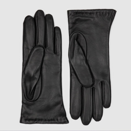 Lancaster Women's Smooth Lambskin and Cashmere Gloves Size 8 Black