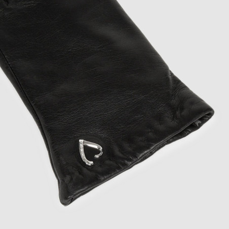 Lancaster Women's Smooth Lambskin and Cashmere Gloves Size 8 Black